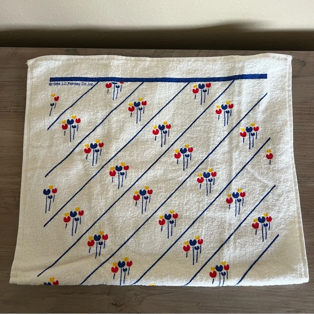 Vintage Cecil Saydah Screen Prints Kitchen Hand Towel 1984 Tulips New Old Stock